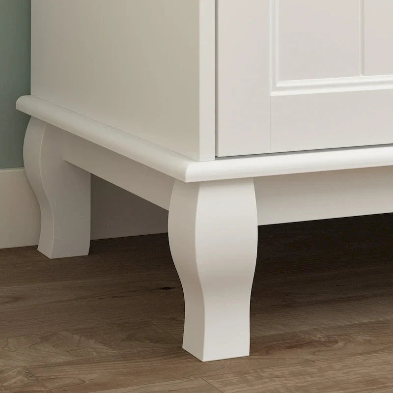 Armoire autonome traditionnelle 2 tiroirs en bois pour maison en laque blanche - 63Lx71.3
