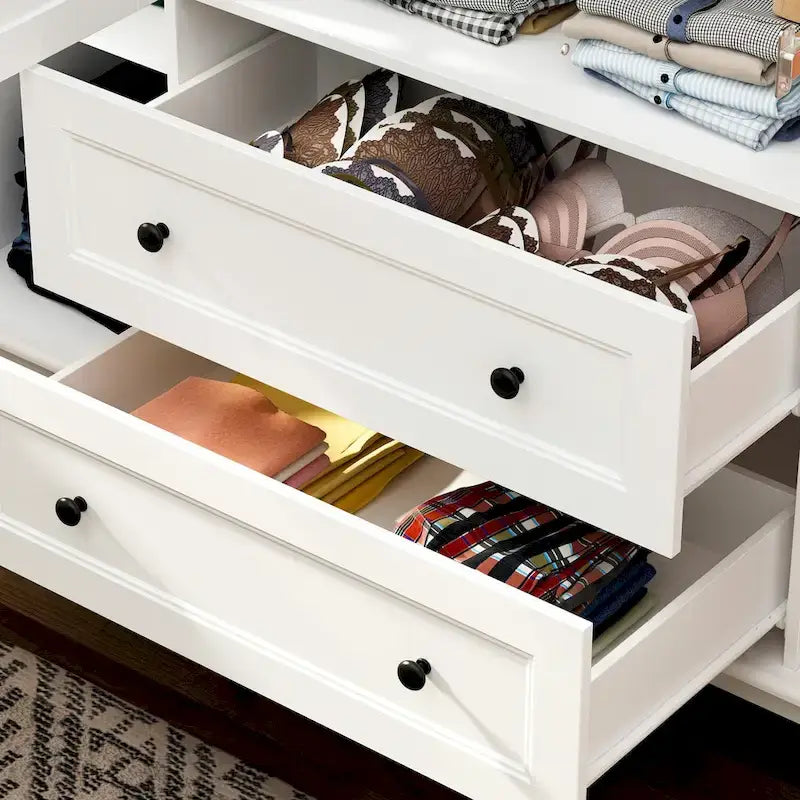 Armoire autonome traditionnelle 2 tiroirs en bois pour maison en laque blanche - 63Lx71.3