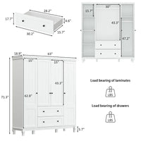 Armoire autonome traditionnelle 2 tiroirs en bois pour maison en laque blanche - 63Lx71.3