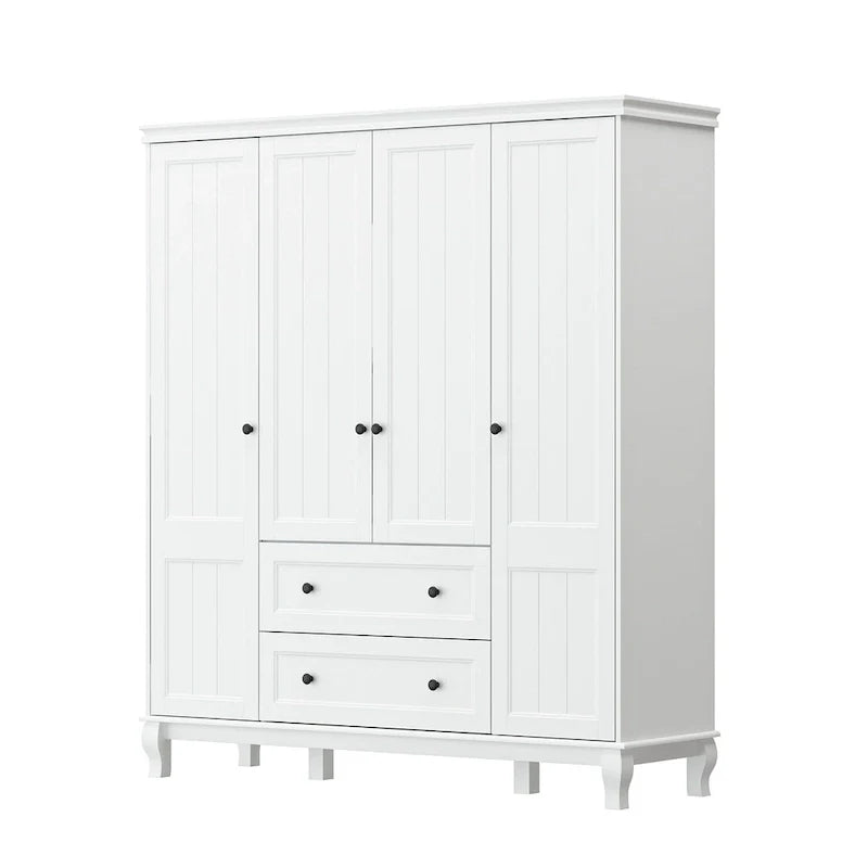 Armoire autonome traditionnelle 2 tiroirs en bois pour maison en laque blanche - 63Lx71.3