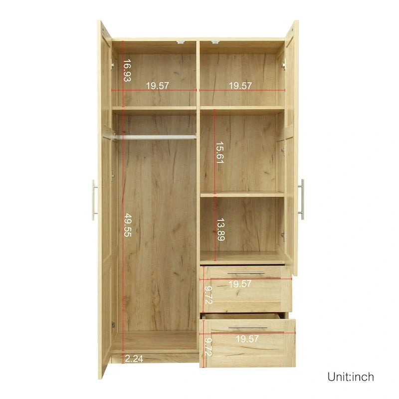 Armoire haute 70.87 pouces avec 2 portes, 2 tiroirs et 5 espaces de rangement
