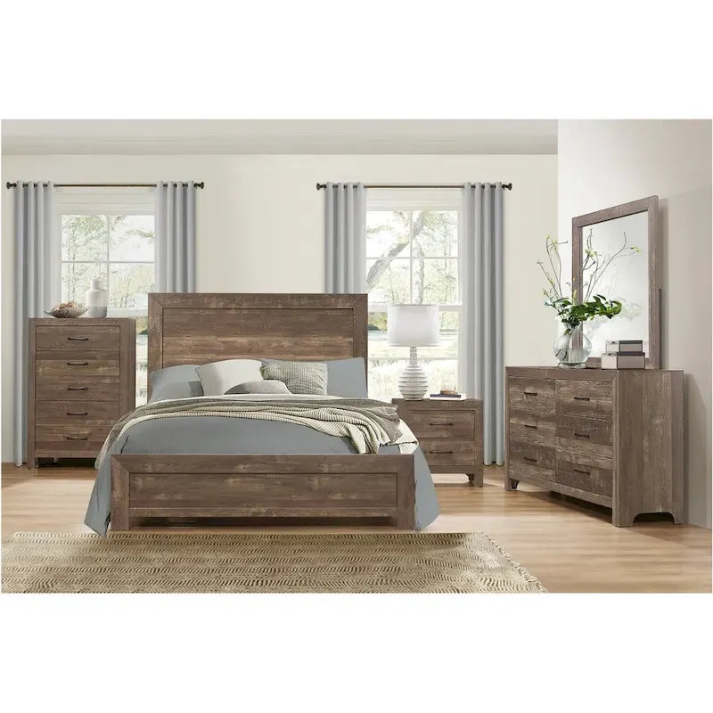 Ensemble de chambre à coucher 3 pièces Tabina marron rustique et moderne