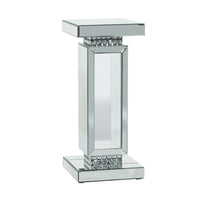 Table piédestal en verre miroir - Argent - Décor Roche River - 12Lx12Px28H
