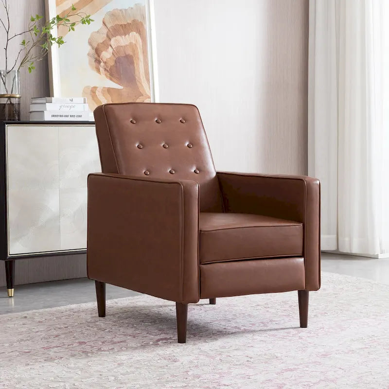 Fauteuil Inclinable Capitonné Milieu de Siècle Mervynn en Similicuir par Christopher Knight Home
