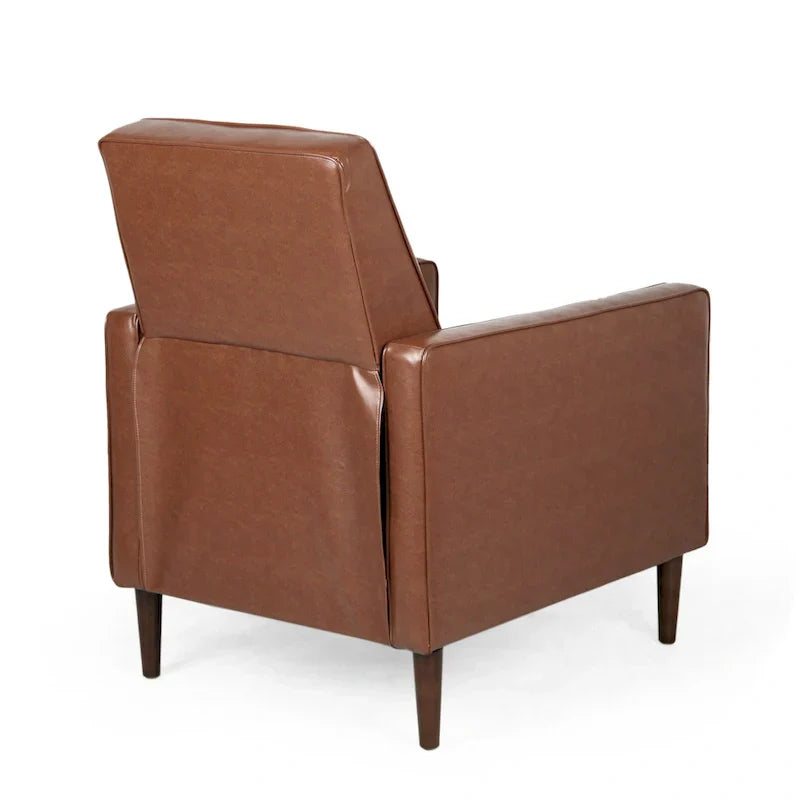 Fauteuil Inclinable Capitonné Milieu de Siècle Mervynn en Similicuir par Christopher Knight Home