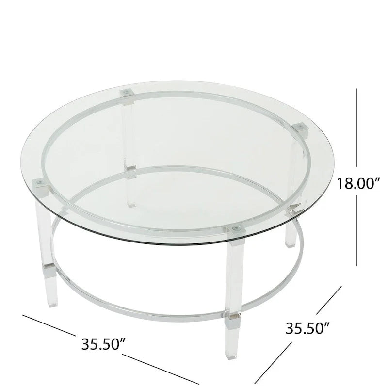 Table basse ronde en verre Elowen de Christopher Knight Home - 35,5L x 35,5l x 18H