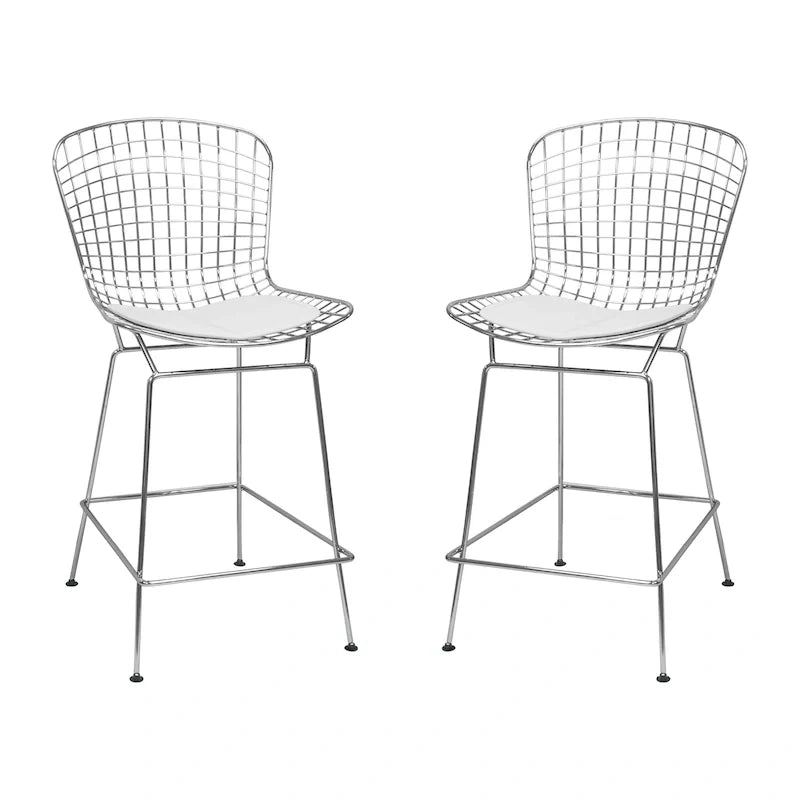 Tabouret de comptoir en fil de chrome du milieu du siècle (Lot de 2) - N/A