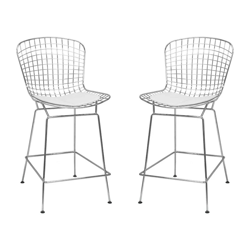 Tabouret de comptoir en fil de chrome du milieu du siècle (Lot de 2) - N/A