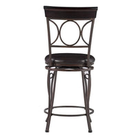 Tabouret de comptoir Linon en similicuir noir avec dossier en spirale