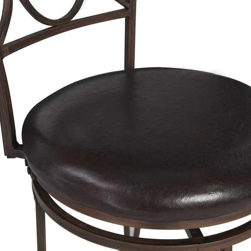 Tabouret de comptoir Linon en similicuir noir avec dossier en spirale
