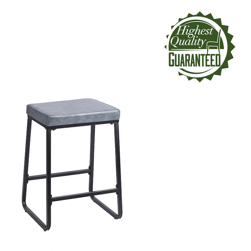 Porthos Home Selma, lot de 2 tabourets de comptoir, cuir PU, pieds en fer