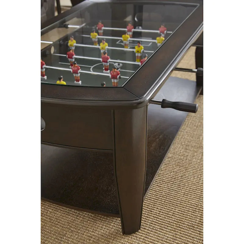 Table Basse Baby-Foot en Bois de Noyer Foncé/Verre Darlington de Steve Silver