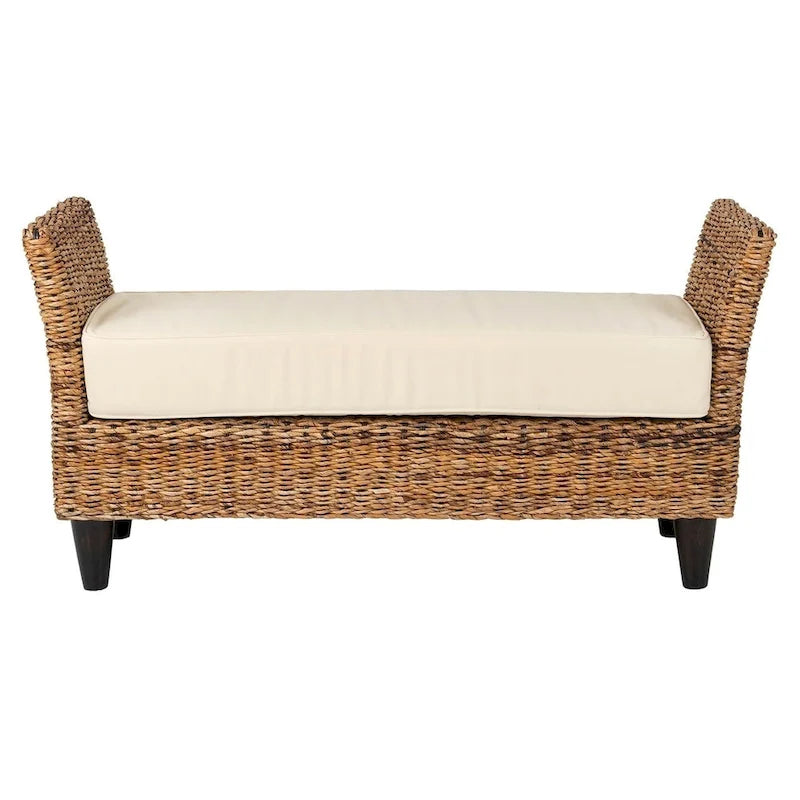 Banc tissé en abaca naturel avec coussin par East at Main