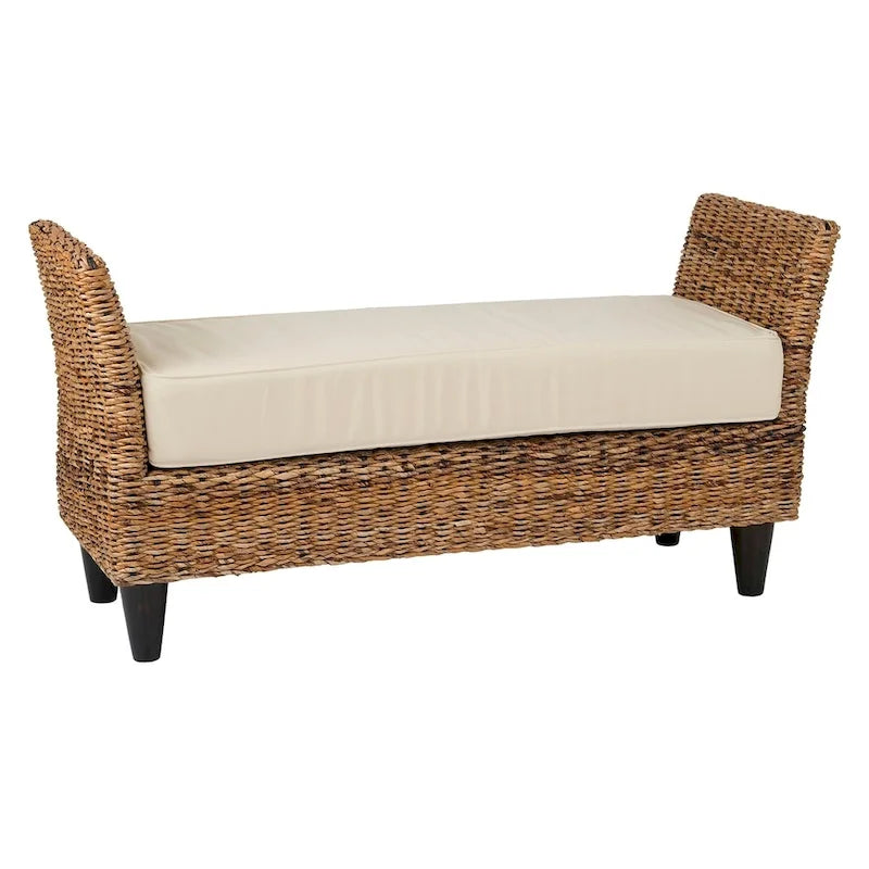 Banc tissé en abaca naturel avec coussin par East at Main