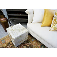 Pouf Cube Carré en Cuir Doré Home&Manor