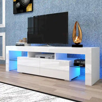 Meuble TV blanc Nestfair avec lumières LED pour téléviseurs jusqu'à 70 pouces