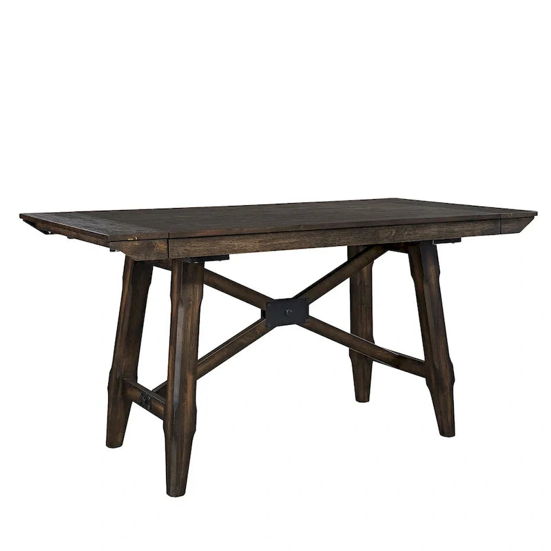 Ensemble table de bar Double Bridge, châtaignier foncé
