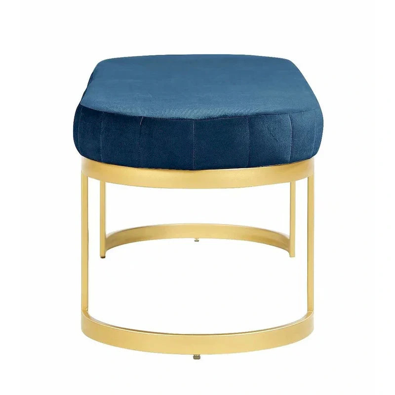 Banc contemporain Morden Fort, banc capitonné en velours avec pieds en métal pour entrée, chambre, salon