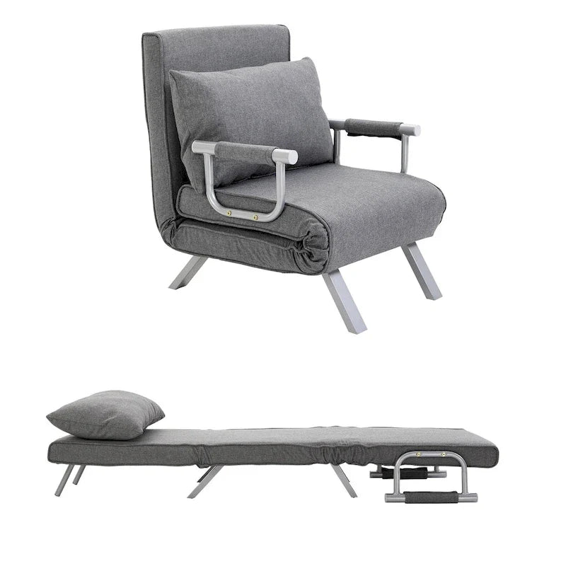 HOMCOM Petit canapé futon avec surface de couchage rabattable confortable pour invités, angles de dossier réglables & design élégant