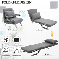 HOMCOM Petit canapé futon avec surface de couchage rabattable confortable pour invités, angles de dossier réglables & design élégant