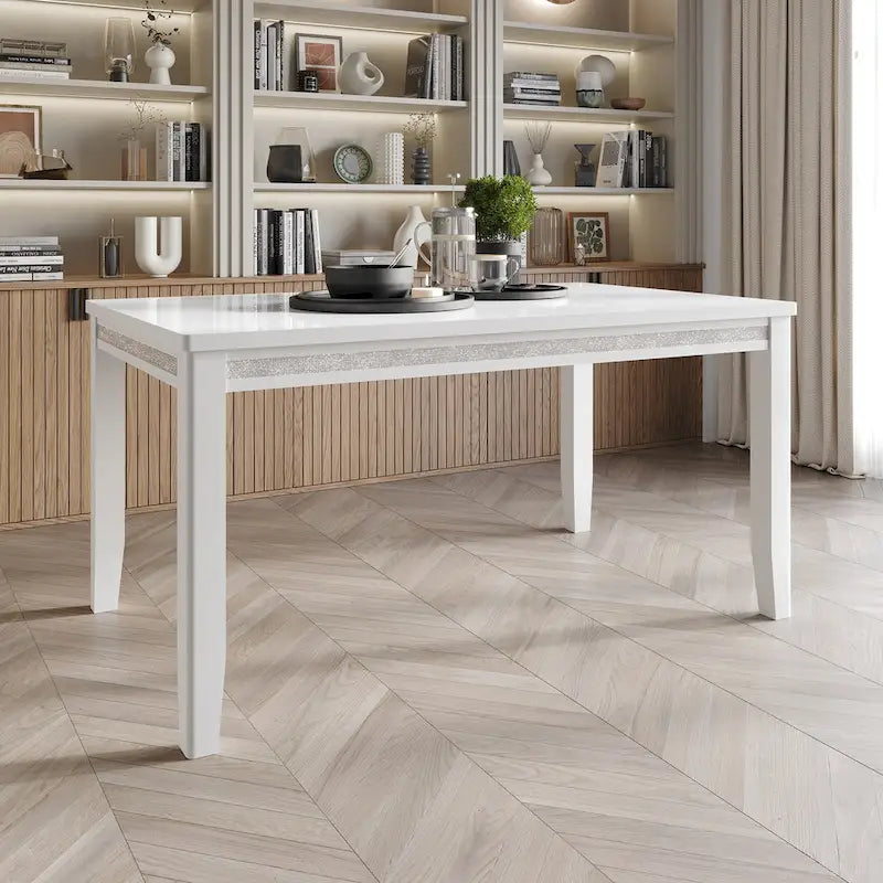 Ensemble de salle à manger luxueux 7 pièces à bandes diamant en cristal CraftPorch