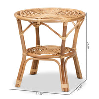 Table basse Cariel en rotin naturel marron style bohème moderne
