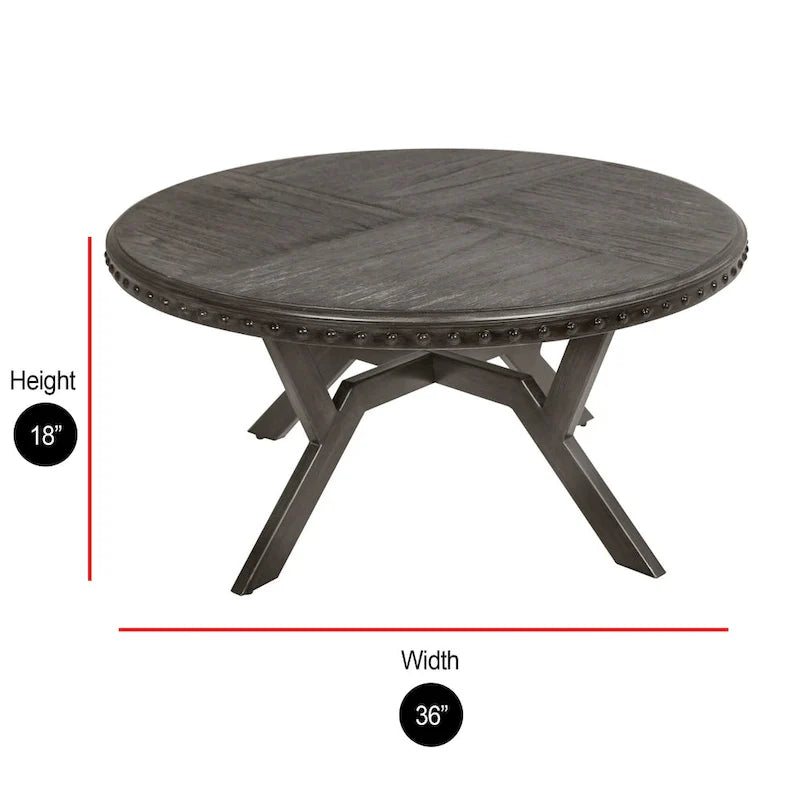 Table basse industrielle en bois gris et métal Avilla Steve Silver