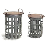 Tables d'appoint en métal et bois (lot de 2)