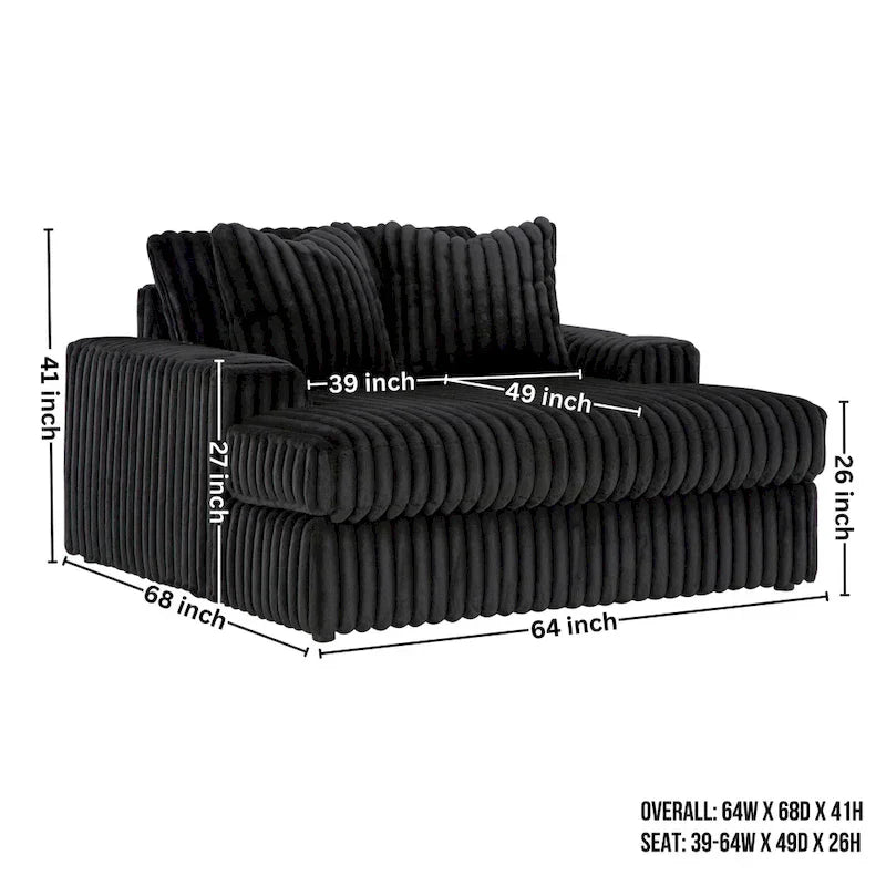 Méridienne Surdimensionnée Roundhill Furniture Azulu, avec Porte-Gobelets et Chargement USB