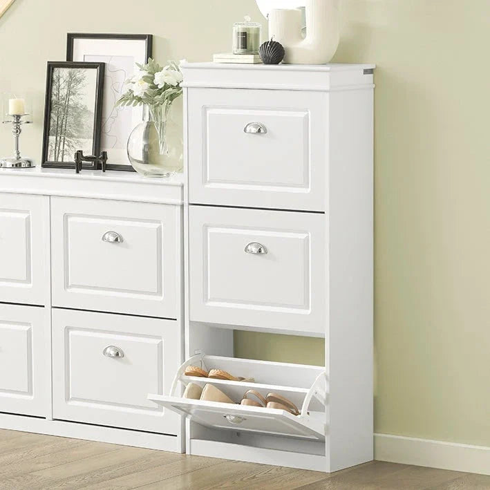 SoBuy FSR94-W, Meuble à Chaussures Commode de Rangement à 3 Tiroirs Étagère à Chaussures