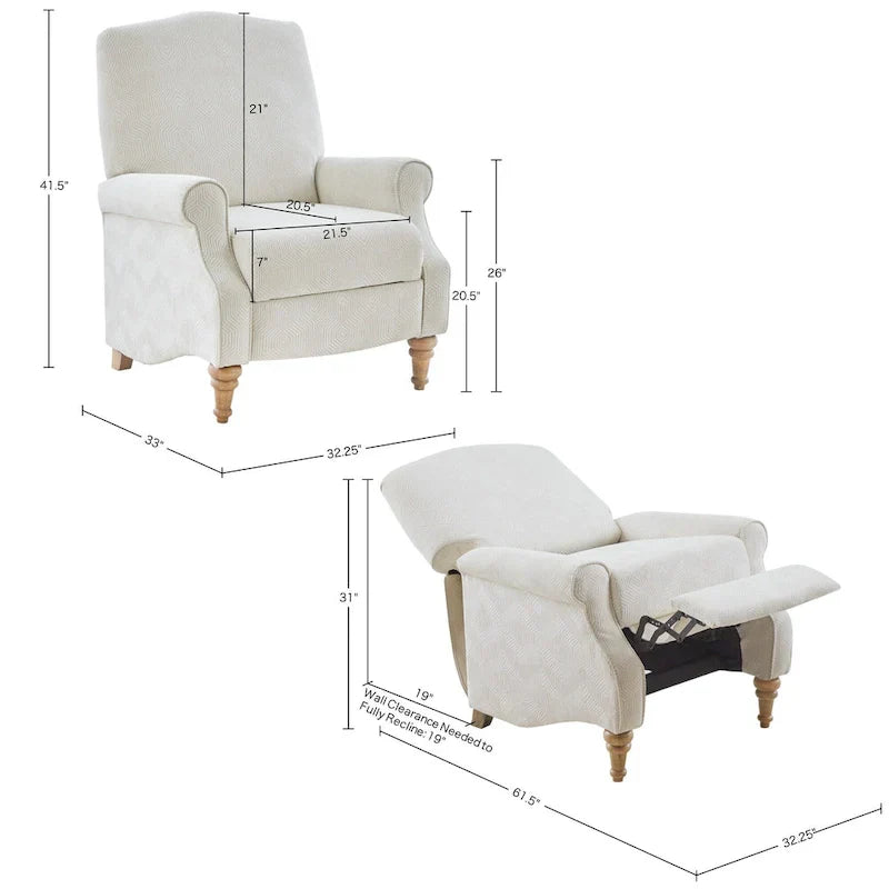 Madison Park Jimmy Fauteuil inclinable à pousser ivoire
