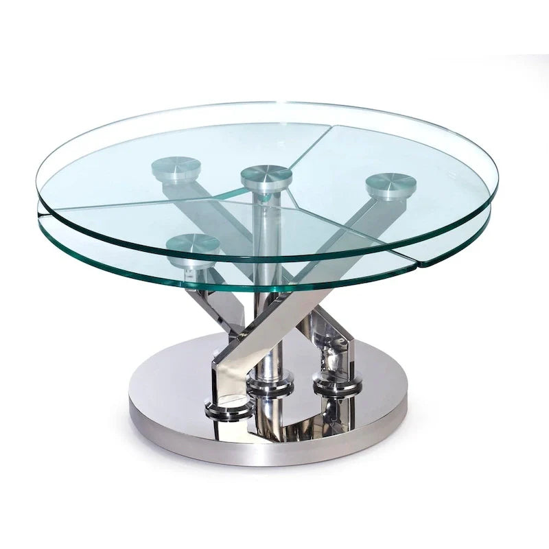 Table basse Somette avec plateau en verre rond de 32 po - Table basse