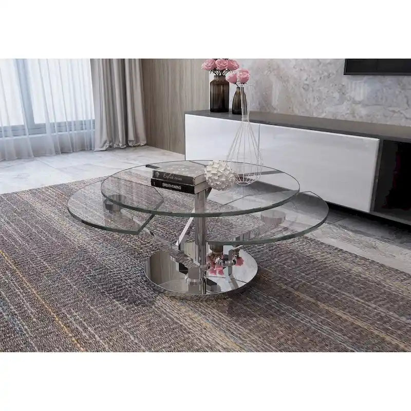 Table basse Somette avec plateau en verre rond de 32 po - Table basse