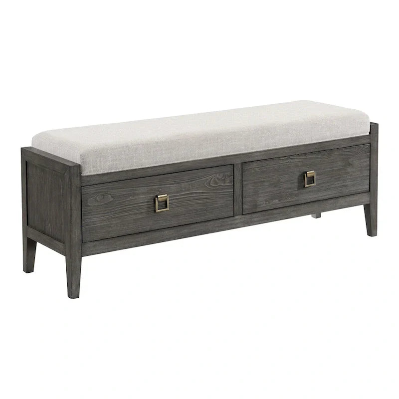 Banc de rangement large Portia 58 pour chambre à coucher, brossé Brindle