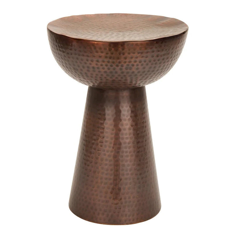 Table d'appoint décorative artisanale en métal avec finition martelée - Bronze ou Cuivre - Roche River Decor