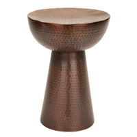 Table d'appoint décorative artisanale en métal avec finition martelée - Bronze ou Cuivre - Roche River Decor