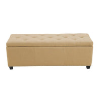 Banc ottoman de rangement Porthos Home Hekla en tissu rembourré avec couvercle rabattable
