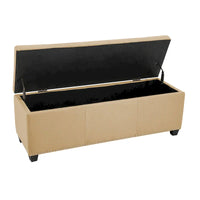 Banc ottoman de rangement Porthos Home Hekla en tissu rembourré avec couvercle rabattable