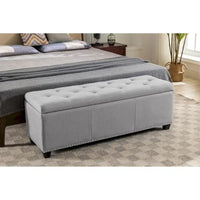 Banc ottoman de rangement Porthos Home Hekla en tissu rembourré avec couvercle rabattable