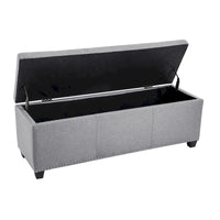 Banc ottoman de rangement Porthos Home Hekla en tissu rembourré avec couvercle rabattable