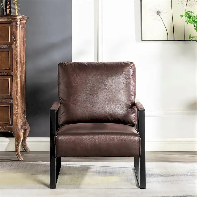 Chaise à accoudoirs en métal rembourrée en polyuréthane/microfibre Hosam 25.4 de US Pride Furniture