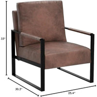 Chaise à accoudoirs en métal rembourrée en polyuréthane/microfibre Hosam 25.4 de US Pride Furniture