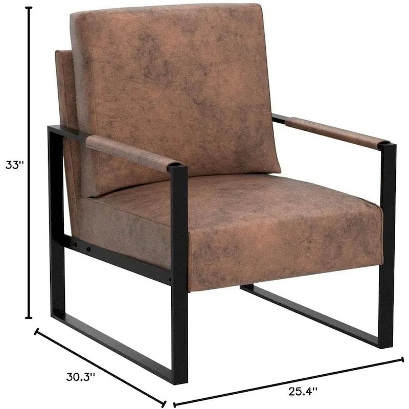 Chaise à accoudoirs en métal rembourrée en polyuréthane/microfibre Hosam 25.4 de US Pride Furniture