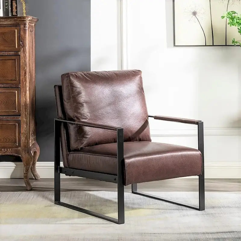 Chaise à accoudoirs en métal rembourrée en polyuréthane/microfibre Hosam 25.4 de US Pride Furniture