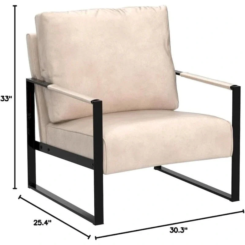 Chaise à accoudoirs en métal rembourrée en polyuréthane/microfibre Hosam 25.4 de US Pride Furniture