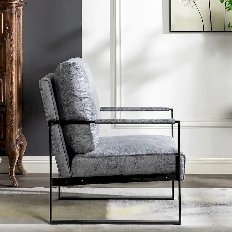 Chaise à accoudoirs en métal rembourrée en polyuréthane/microfibre Hosam 25.4 de US Pride Furniture