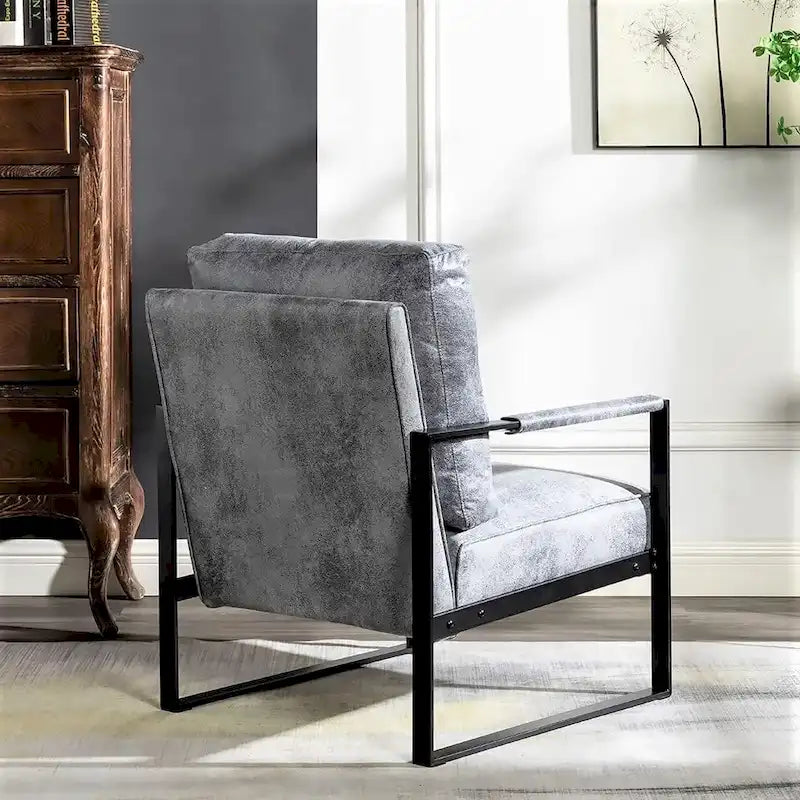 Chaise à accoudoirs en métal rembourrée en polyuréthane/microfibre Hosam 25.4 de US Pride Furniture