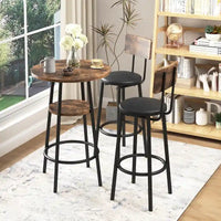 Ensemble de salle à manger 3 pièces, table de bar bistrot ronde à 2 niveaux et chaise rembourrée