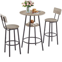 Ensemble de salle à manger 3 pièces, table de bar bistrot ronde à 2 niveaux et chaise rembourrée
