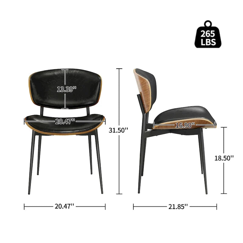Art Leon Chaises de salle à manger modernes en bois cintré (lot de 2)